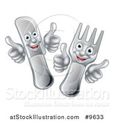 Vector Illustration of a Cartoon Happy Fork and Knife Giving Thumbs up by AtStockIllustration