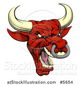 Vector Illustration of a Mad Red Bull with a Nose Ring by AtStockIllustration