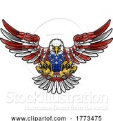 Vector Illustration of American Flag Bald Eagle Mascot Claws by AtStockIllustration