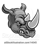 Vector Illustration of Grayscale Tough Rhinoceros Sports Mascot Head by AtStockIllustration