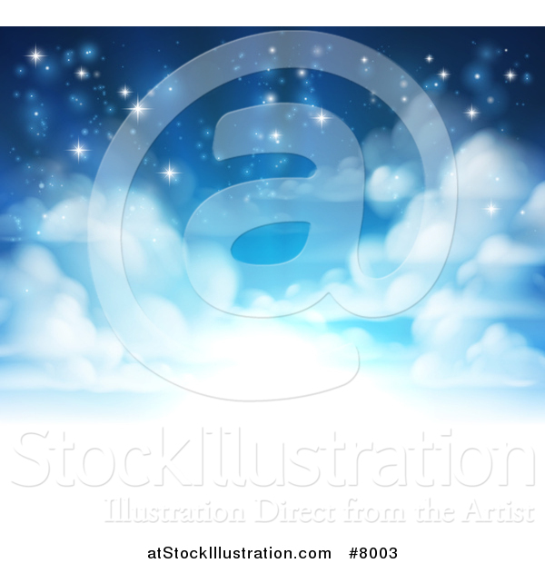 Vector Illustration of a Background of Heavenly Sky with Shining Light and Clouds
