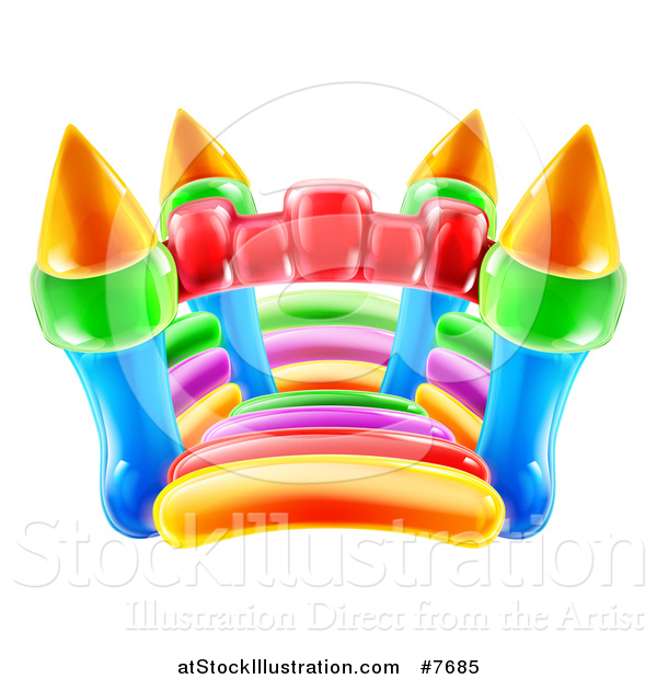 Vector Illustration of a Colorful Bouncy Castle Jumping House