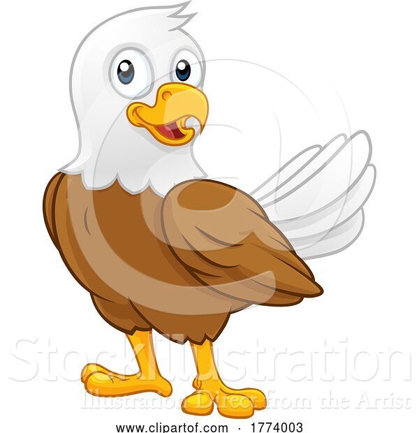 Vector Illustration of Cartoon Bald Eagle Bird Cute Wildlife Mascot