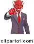 Illustration of a Greedy Devil Pointing While Wearing a Business Suit and Grinning by AtStockIllustration