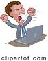 Illustration of Cartoon Angry Businessman Boss Shouting at Laptop Cartoon by AtStockIllustration