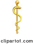 Vector Illustration of a 3d Gold Medical Rod of Asclepius with a Snake by AtStockIllustration
