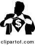 Vector Illustration of a Black and White Business Man Ripping Open His Shirt to Show a Dollar Sign by AtStockIllustration