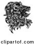 Vector Illustration of a Black and White Vintage Engraved Profiled Heraldic Lion Head by AtStockIllustration