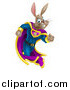 Vector Illustration of a Brown Easter Super Hero Bunny Rabbit Running by AtStockIllustration