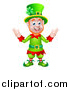 Vector Illustration of a Cartoon Friendly St Patricks Day Leprechaun Welcoming by AtStockIllustration