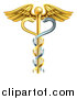 Vector Illustration of a Gold Medical Caduceus with DNA Snakes on a Winged Rod by AtStockIllustration