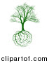 Vector Illustration of a Green Bare Tree with Brain Roots by AtStockIllustration