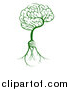 Vector Illustration of a Green Tree with Electric Light Bulb Roots and a Brain Canopy by AtStockIllustration