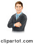 Vector Illustration of a Handsome Brunette Caucasian Businessman with Folded Arms by AtStockIllustration