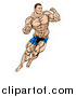 Vector Illustration of a Muscular White Male MMA Wrestler or Fighter in Action by AtStockIllustration