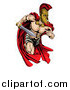 Vector Illustration of a Musular Spartan Trojan Warrior Mascot Running with a Sword by AtStockIllustration