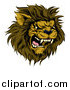 Vector Illustration of a Roaring Aggressive Male Lion Mascot Head by AtStockIllustration