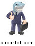Vector Illustration of a Shark Businessman Grinning and Holding a Thumb up by AtStockIllustration