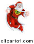 Vector Illustration of a Super Hero Santa Claus Running in a Christmas Suit by AtStockIllustration