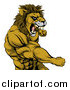 Vector Illustration of a Tough Angry Muscular Lion Man Punching and Roaring by AtStockIllustration