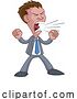 Vector Illustration of Cartoon Angry Boss Office Worker in Suit Shouting by AtStockIllustration