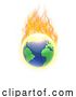 Vector Illustration of End of World Climate Change Fire Flame Earth Globe by AtStockIllustration