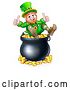 Vector Illustration of St Patricks Day Leprechaun Giving Two Thumbs up on Top of a Pot of Gold by AtStockIllustration