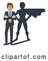 Vector Illustration of Superhero Business Man Shadow Mascot by AtStockIllustration